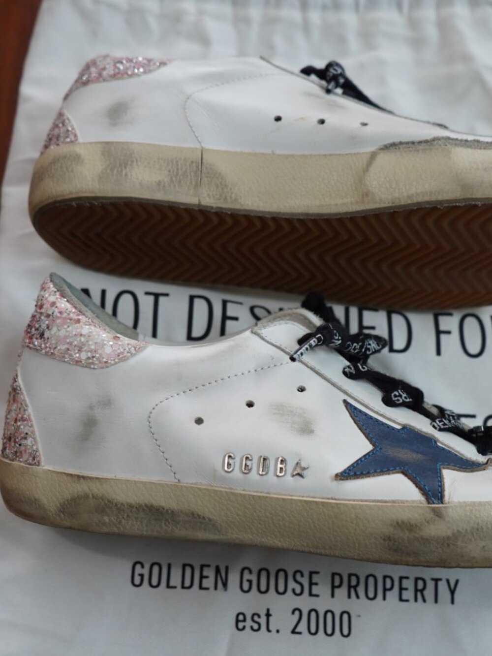 Golden Goose Super-Star Glitter Sneakers - Low Rise - Size 9 - Picture 5 of 9